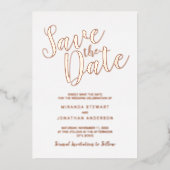Modern Script Wedding Save the Date Roos Gold Folie Uitnodiging (Voorkant)
