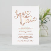 Modern Script Wedding Save the Date Roos Gold Folie Uitnodiging (Staand Voorkant)
