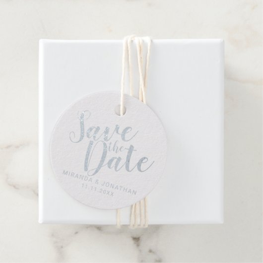 Modern Script Wedding Save the Date Silver Bedankjes Labels (Met doos)