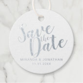 Modern Script Wedding Save the Date Silver Bedankjes Labels (Voorkant)