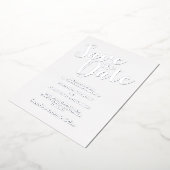 Modern Script Wedding Save the Date Silver Folie Uitnodiging (Gedraaid)
