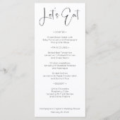 Modern Script Wedding Vrijgezellenfeest Menu (Voorkant)