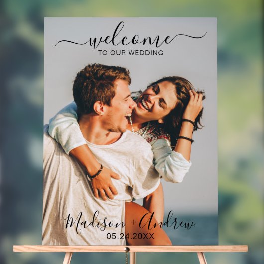 Modern Script Wedding Welcome Acryl Bord (Neutraal)