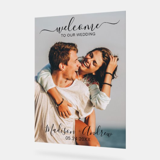 Modern Script Wedding Welcome Acryl Bord (Hoek)