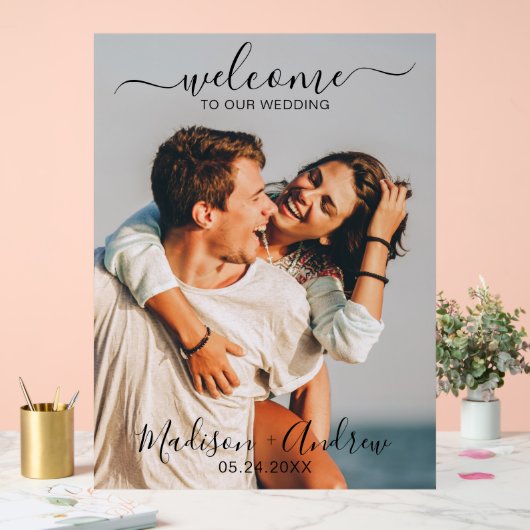 Modern Script Wedding Welcome Acryl Bord (Huwelijk)