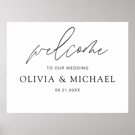 Modern Script Wedding Welcome Elegant Foam Board Poster (Voorkant)