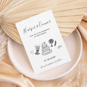 Modern Script Wedding with Minimal Line Art Kaart