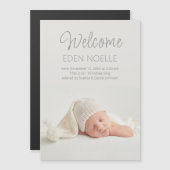 Modern Script Welkom Geboorteaankondigingsmagneet (Voorkant / Achterkant)