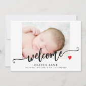 Modern script welkom nieuwe baby foto collage gebo aankondiging (Voorkant)
