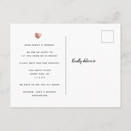Modern Script We've Moved Rose Gold Photo Moving Aankondigingskaart (Achterkant)