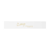 Modern Script White en Gold Wedding Uitnodigingen Wikkel (Vlak)