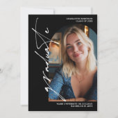  Modern Script white graduate photo graduation Kaart (Voorkant)