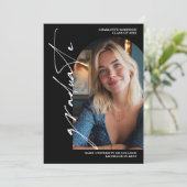  Modern Script white graduate photo graduation Kaart (Staand voorkant)