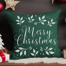 Modern Script White Merry Christmas Sierkussen