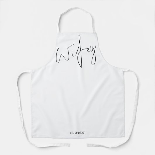 Modern Script Wifey Date Black White Schort (Voorkant)