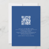 Modern script Wij doen QR Code Bruiloft Blauw Kaart (Achterkant)