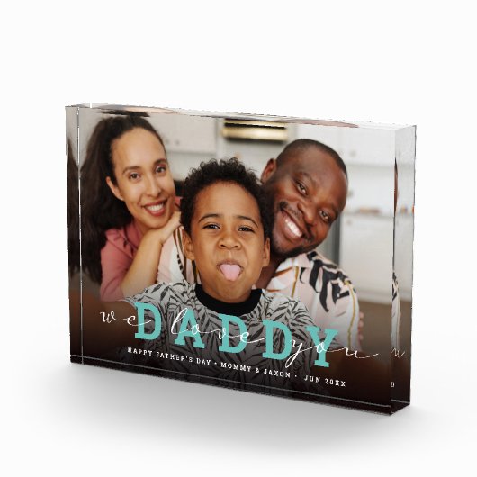 Modern script 'Wij houden van je - papa' Glass Pho Fotoblokken (Rechts)