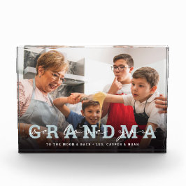 Modern script 'Wij houden van u - oma' Glass Photo Fotoblokken