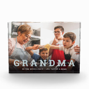 Modern script 'Wij houden van u - oma' Glass Photo Fotoblokken