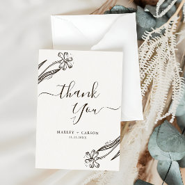 Modern Script Wildflower Boho Wedding Bedankkaart
