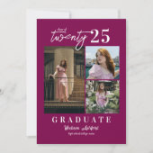 Modern Script Wine 3 Photo Collage Afstuderen Aankondiging (Voorkant)