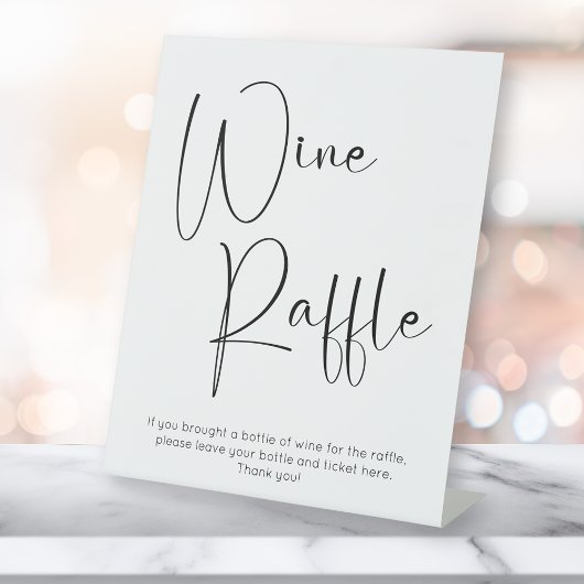 Modern Script Wine Raffle Reclamebord Met Voetstuk