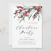 Modern Script Winter Berries Kerstfeest Kaart (Voorkant)