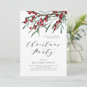 Modern Script Winter Berries Kerstfeest Kaart (Staand voorkant)