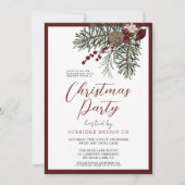 Modern Script Winter Berries Kerstfeest Kaart (Voorkant)