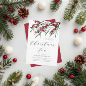 Modern Script Winter Berries Kerstthee Kaart