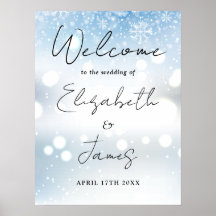 Modern Script Winter Bruiloft Welkom Bord
