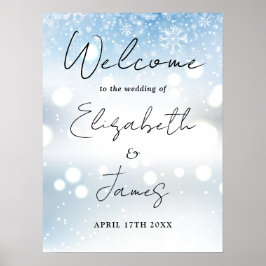 Modern Script Winter Bruiloft Welkom Bord Poster