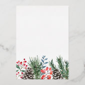 Modern Script Winter Holly Berries Kerstfeest Folie Uitnodiging (Achterkant)
