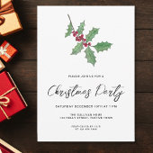 Modern Script Winter Holly Berries Kerstfeest Kaart