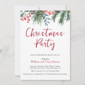 Modern Script Winter Holly Berries Kerstfeest Kaart (Voorkant)