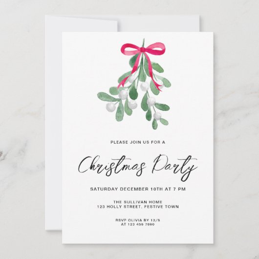 Modern Script Winter Mistletoe Kerstfeest Kaart (Voorkant)