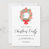 Modern Script Winter Wreath Christmas Party Kaart (Voorkant)