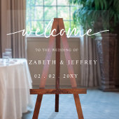 Modern Script Wit Bruiloft Welkomstbord Acryl Bord