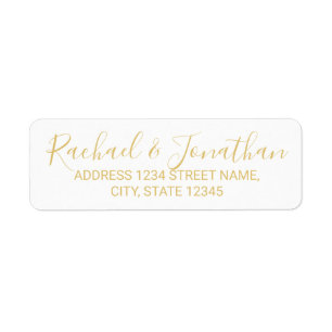Modern Script Wit en Goud Bruiloft Etiket