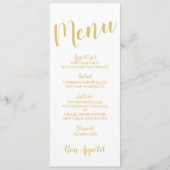 Modern Script Wit en Goud Bruiloft Menu (Voorkant)