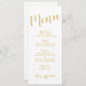 Modern Script Wit en Goud Bruiloft Menu (Voorkant / Achterkant)