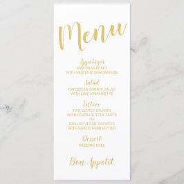 Modern Script Wit en Goud Bruiloft Menu