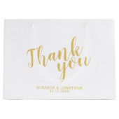 Modern Script Wit en Goud Huwelijksgunst Groot Cadeauzakje (Voorkant)