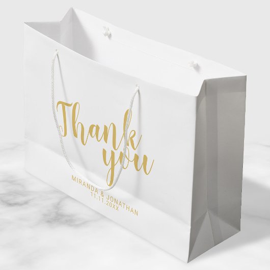 Modern Script Wit en Goud Huwelijksgunst Groot Cadeauzakje