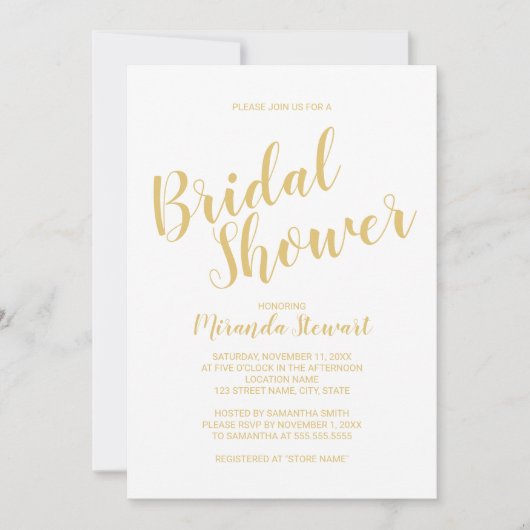 Modern Script Wit en Goud Vrijgezellenfeest Kaart (Voorkant)