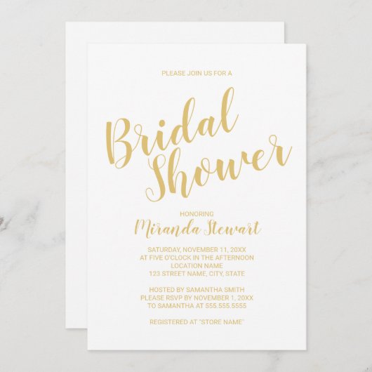 Modern Script Wit en Goud Vrijgezellenfeest Kaart (Voorkant / Achterkant)