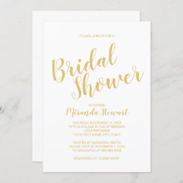 Modern Script Wit en Goud Vrijgezellenfeest Kaart