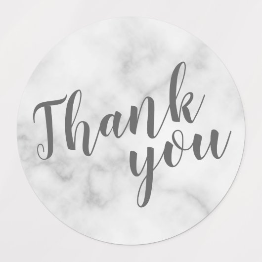 Modern Script Wit Marmeren Bruiloft Dank u Labels (Design 2)