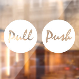 Modern Script Wit PUSH Zakelijk Raamsticker