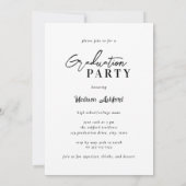 Modern Script Wit Zwart Foto Graduation Party Kaart (Achterkant)